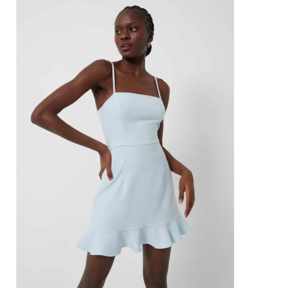 NEW FRENCH CONNECTION Light Blue DREAM WHISPER Frill Hem COCKTAIL Mini DRESS 6 - Picture 12 of 14